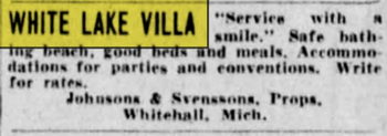 White Lake Villa Resort - June 1934 Ad (newer photo)